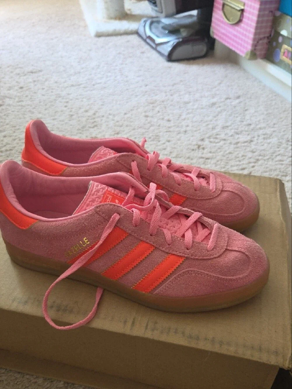 adidas Gazelle Women's Pink with Bright Coral Stripes Sneakers